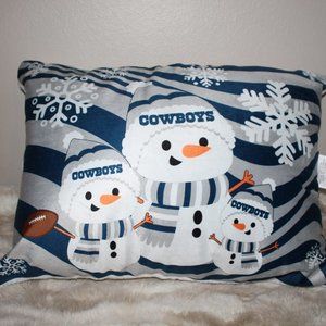 Dallas Cowboys Christmas Winter Snowman Pillow NWT